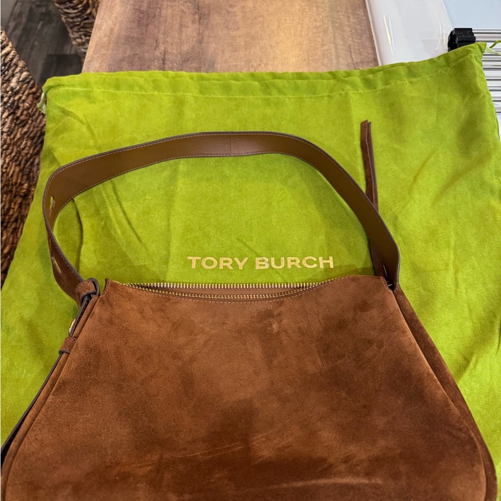 Tory Burch Brown Suede Romy Shoulder Bag